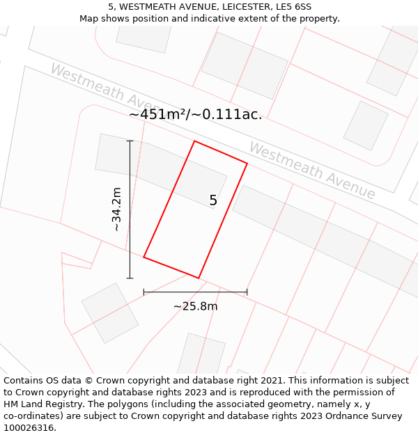 5, WESTMEATH AVENUE, LEICESTER, LE5 6SS: Plot and title map