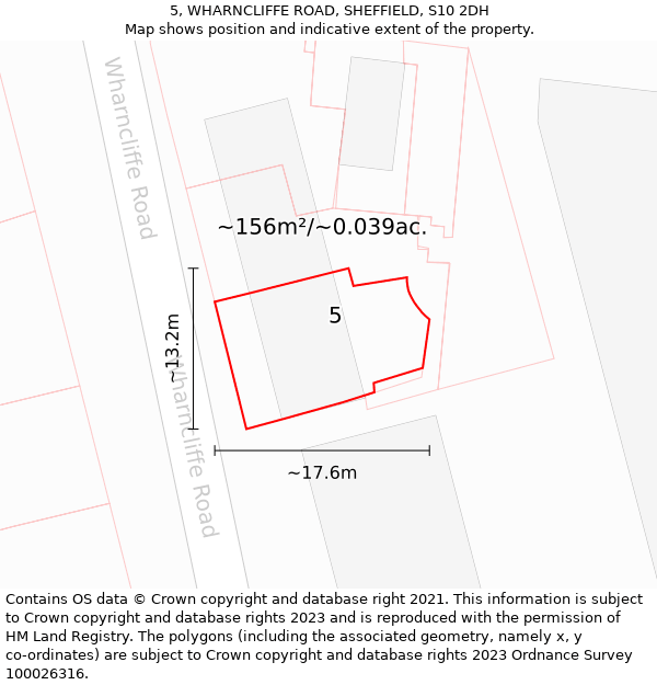 5, WHARNCLIFFE ROAD, SHEFFIELD, S10 2DH: Plot and title map