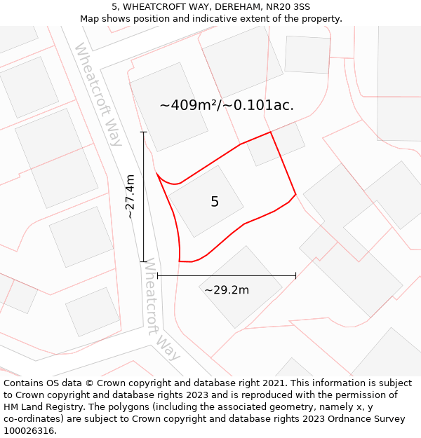 5, WHEATCROFT WAY, DEREHAM, NR20 3SS: Plot and title map