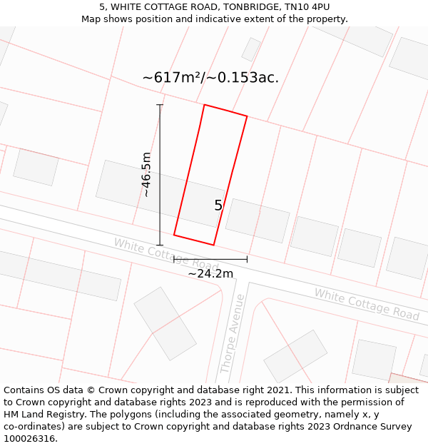 5, WHITE COTTAGE ROAD, TONBRIDGE, TN10 4PU: Plot and title map