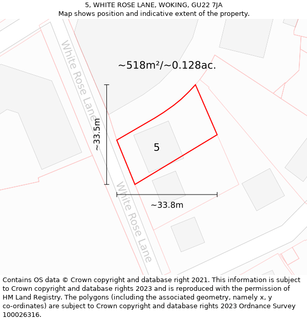 5, WHITE ROSE LANE, WOKING, GU22 7JA: Plot and title map