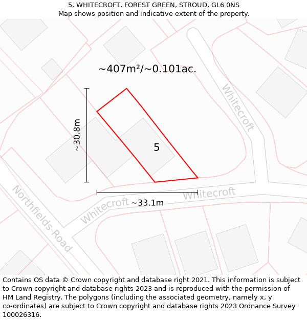 5, WHITECROFT, FOREST GREEN, STROUD, GL6 0NS: Plot and title map