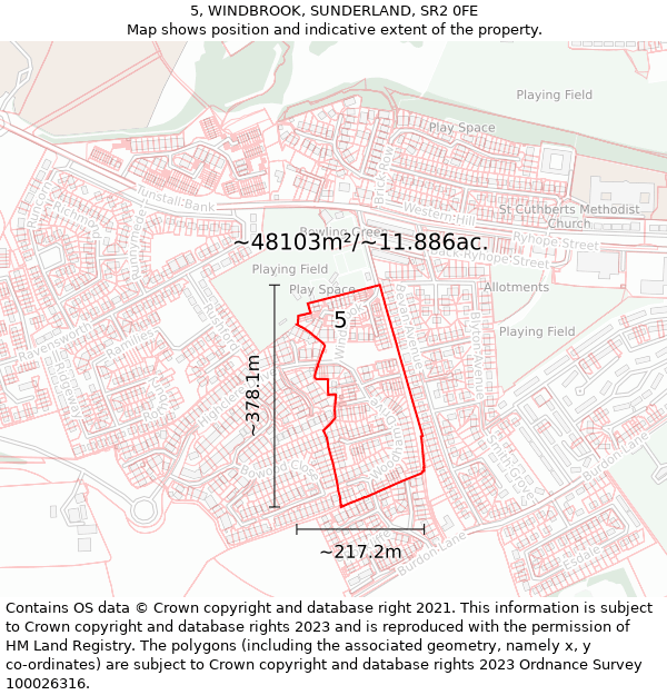 5, WINDBROOK, SUNDERLAND, SR2 0FE: Plot and title map