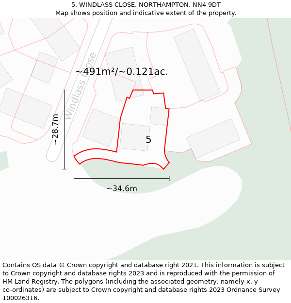 5, WINDLASS CLOSE, NORTHAMPTON, NN4 9DT: Plot and title map