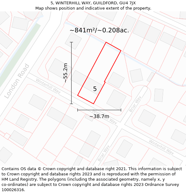 5, WINTERHILL WAY, GUILDFORD, GU4 7JX: Plot and title map