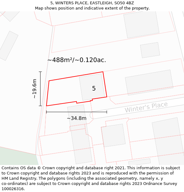 5, WINTERS PLACE, EASTLEIGH, SO50 4BZ: Plot and title map