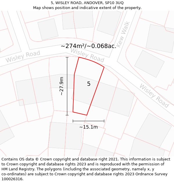 5, WISLEY ROAD, ANDOVER, SP10 3UQ: Plot and title map