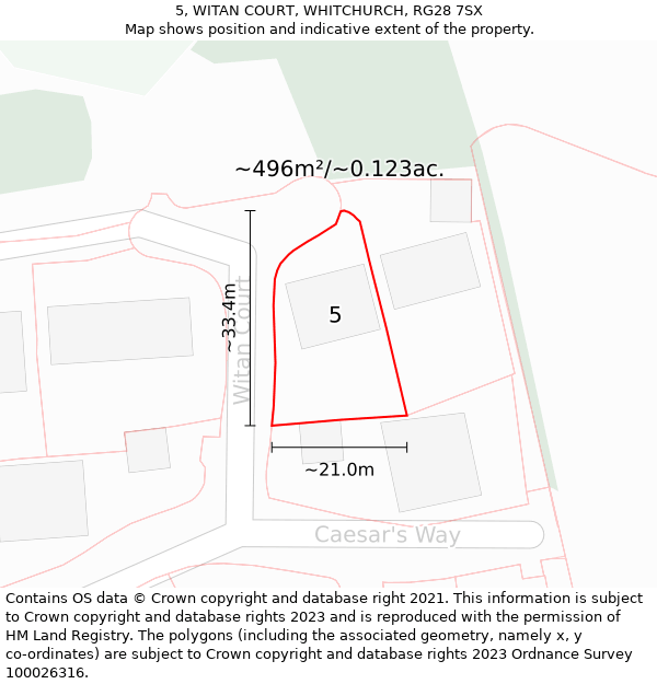 5, WITAN COURT, WHITCHURCH, RG28 7SX: Plot and title map