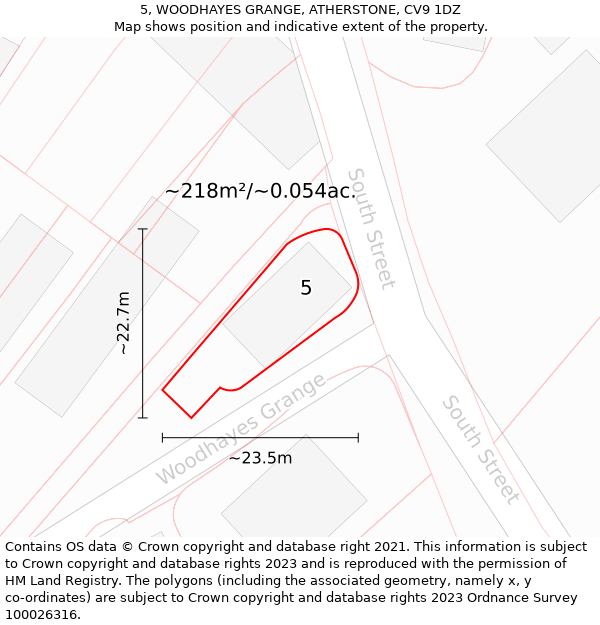 5, WOODHAYES GRANGE, ATHERSTONE, CV9 1DZ: Plot and title map