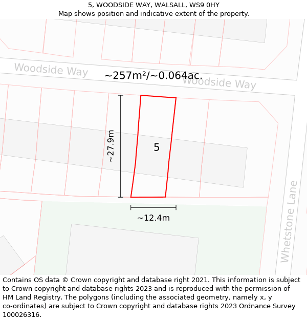 5, WOODSIDE WAY, WALSALL, WS9 0HY: Plot and title map