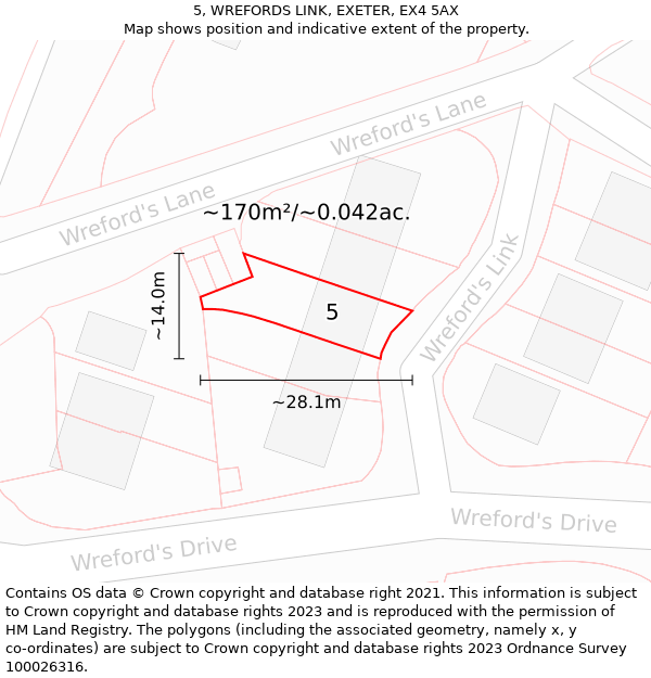 5, WREFORDS LINK, EXETER, EX4 5AX: Plot and title map