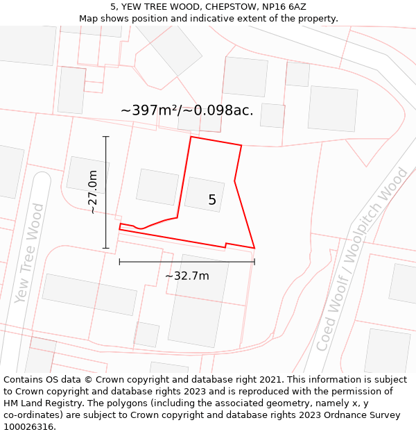 5, YEW TREE WOOD, CHEPSTOW, NP16 6AZ: Plot and title map