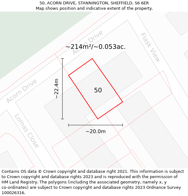 50, ACORN DRIVE, STANNINGTON, SHEFFIELD, S6 6ER: Plot and title map