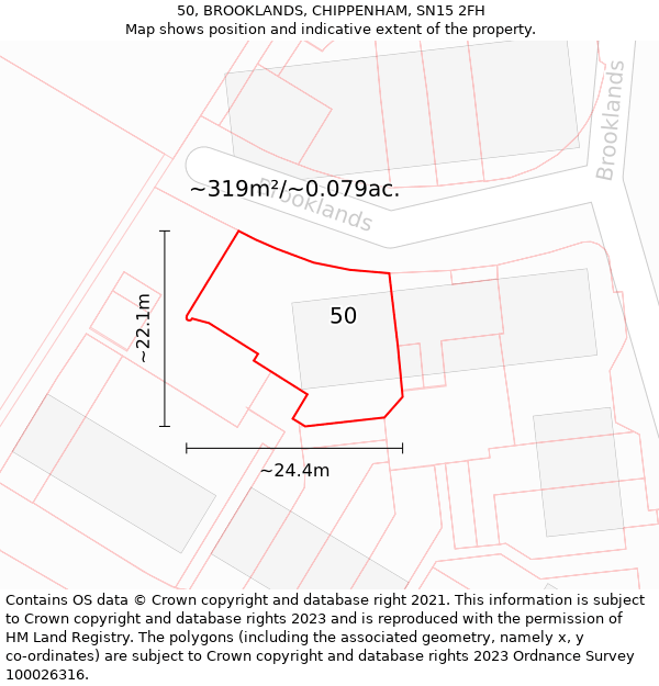 50, BROOKLANDS, CHIPPENHAM, SN15 2FH: Plot and title map