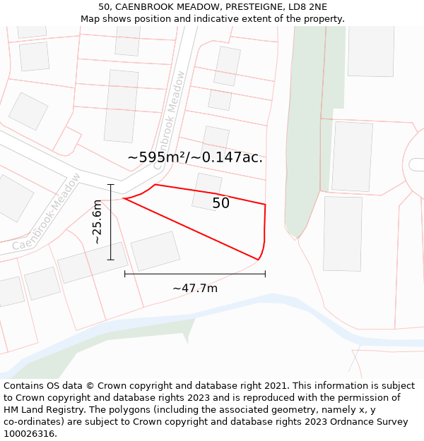 50, CAENBROOK MEADOW, PRESTEIGNE, LD8 2NE: Plot and title map