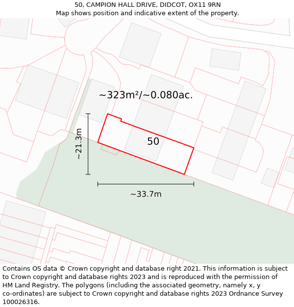 50, CAMPION HALL DRIVE, DIDCOT, OX11 9RN: Plot and title map