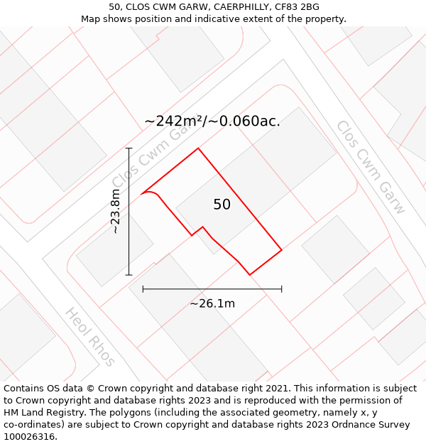 50, CLOS CWM GARW, CAERPHILLY, CF83 2BG: Plot and title map