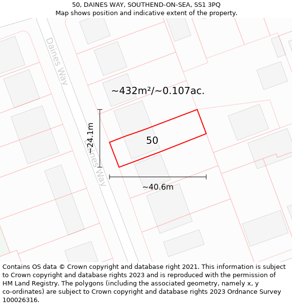 50, DAINES WAY, SOUTHEND-ON-SEA, SS1 3PQ: Plot and title map