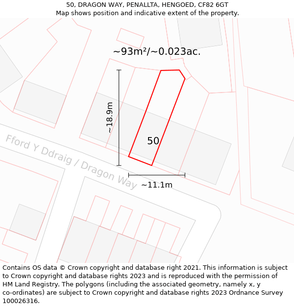 50, DRAGON WAY, PENALLTA, HENGOED, CF82 6GT: Plot and title map