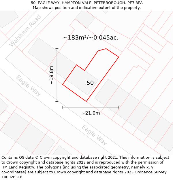 50, EAGLE WAY, HAMPTON VALE, PETERBOROUGH, PE7 8EA: Plot and title map