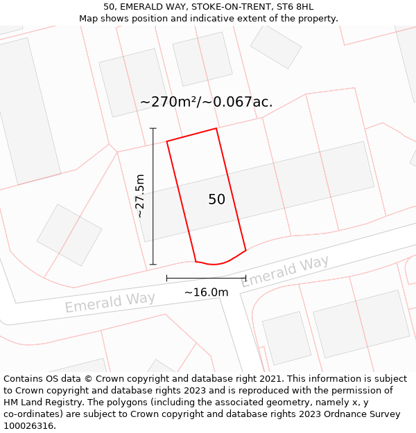 50, EMERALD WAY, STOKE-ON-TRENT, ST6 8HL: Plot and title map