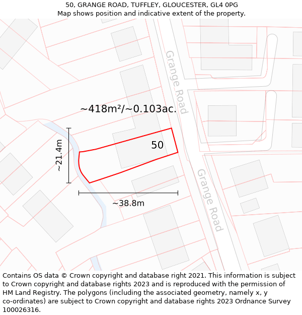 50, GRANGE ROAD, TUFFLEY, GLOUCESTER, GL4 0PG: Plot and title map