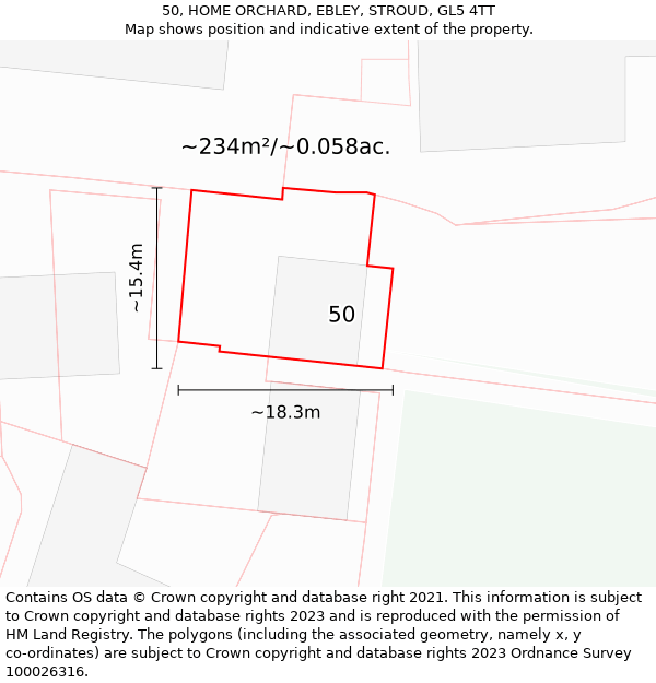 50, HOME ORCHARD, EBLEY, STROUD, GL5 4TT: Plot and title map