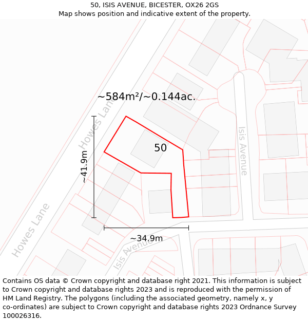 50, ISIS AVENUE, BICESTER, OX26 2GS: Plot and title map