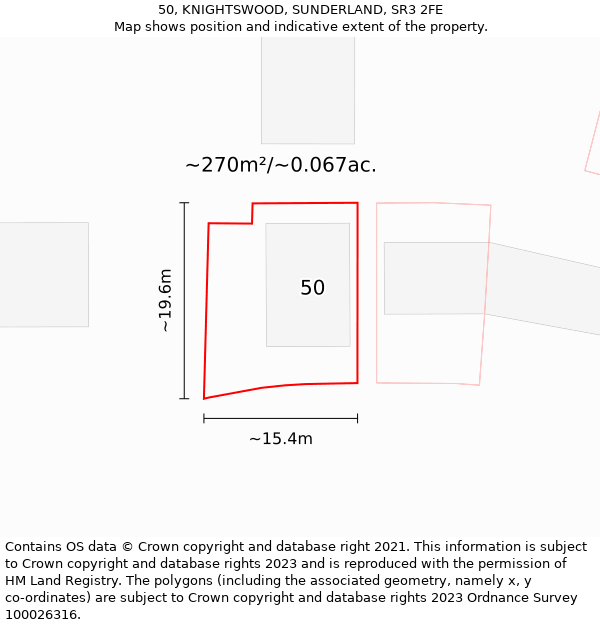 50, KNIGHTSWOOD, SUNDERLAND, SR3 2FE: Plot and title map