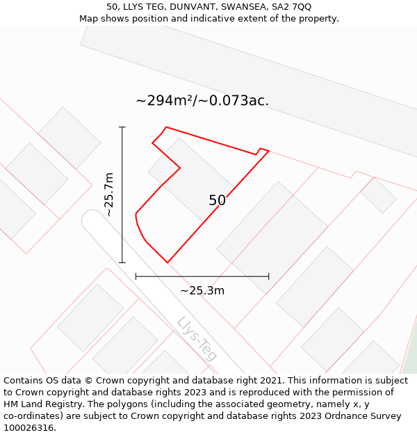 50, LLYS TEG, DUNVANT, SWANSEA, SA2 7QQ: Plot and title map