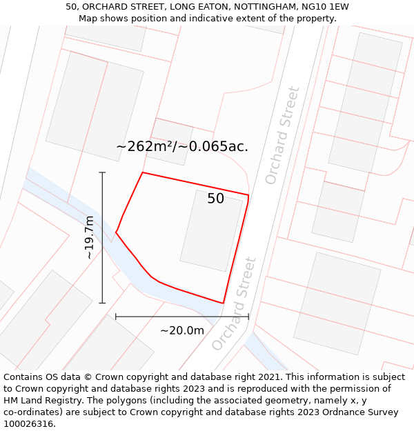 50, ORCHARD STREET, LONG EATON, NOTTINGHAM, NG10 1EW: Plot and title map