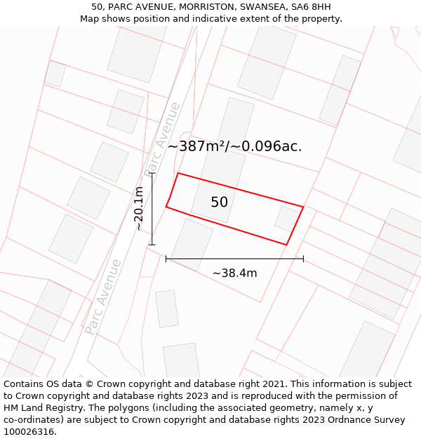 50, PARC AVENUE, MORRISTON, SWANSEA, SA6 8HH: Plot and title map