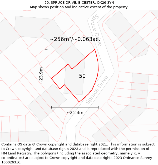 50, SPRUCE DRIVE, BICESTER, OX26 3YN: Plot and title map