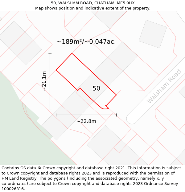 50, WALSHAM ROAD, CHATHAM, ME5 9HX: Plot and title map