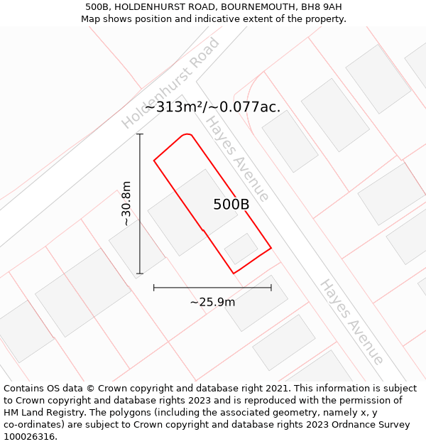 500B, HOLDENHURST ROAD, BOURNEMOUTH, BH8 9AH: Plot and title map