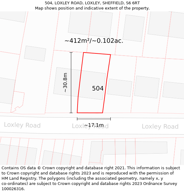 504, LOXLEY ROAD, LOXLEY, SHEFFIELD, S6 6RT: Plot and title map