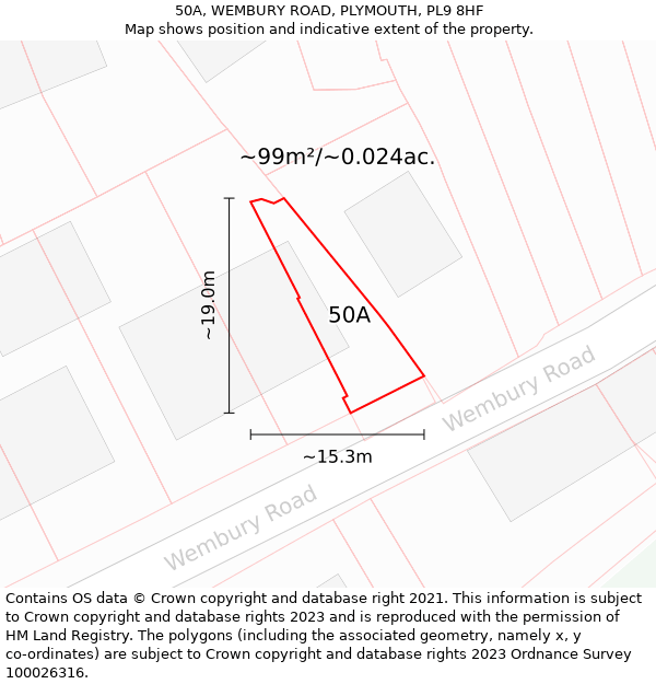 50A, WEMBURY ROAD, PLYMOUTH, PL9 8HF: Plot and title map