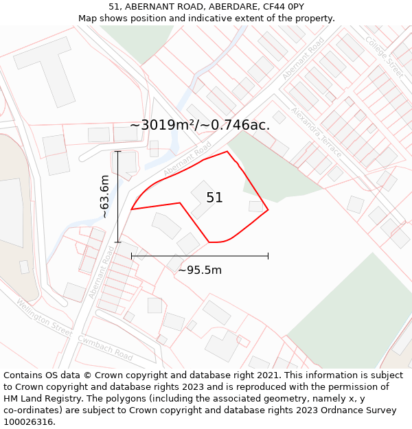 51, ABERNANT ROAD, ABERDARE, CF44 0PY: Plot and title map