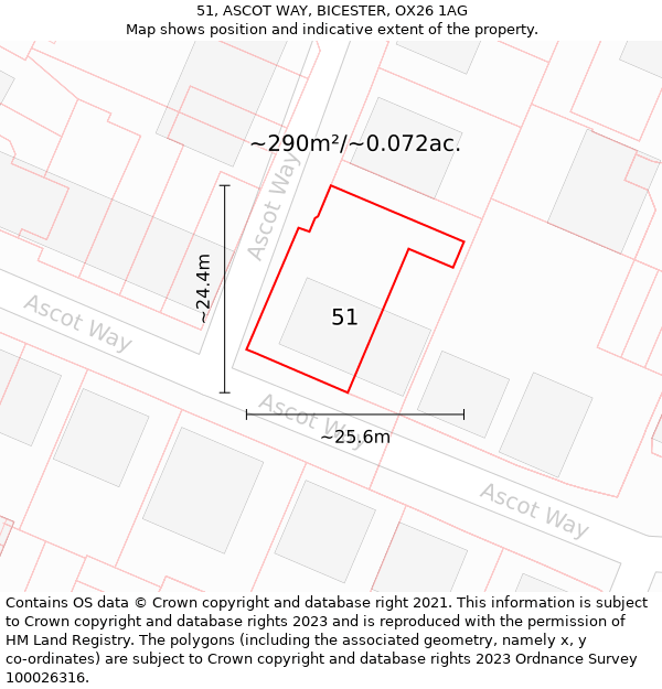 51, ASCOT WAY, BICESTER, OX26 1AG: Plot and title map