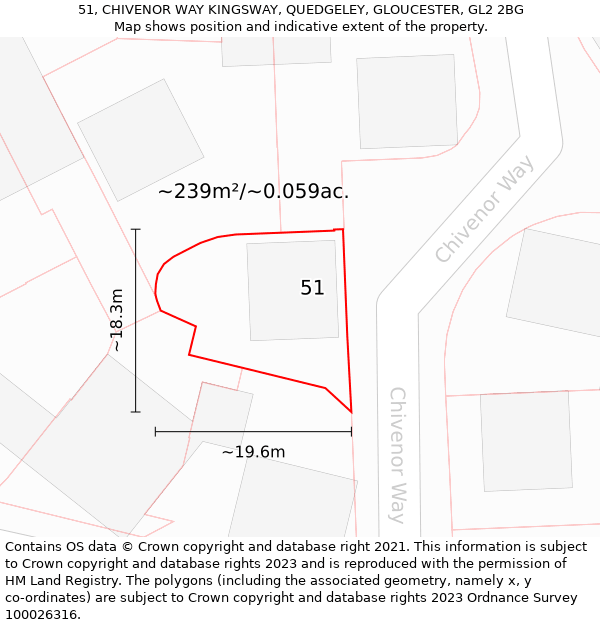 51, CHIVENOR WAY KINGSWAY, QUEDGELEY, GLOUCESTER, GL2 2BG: Plot and title map