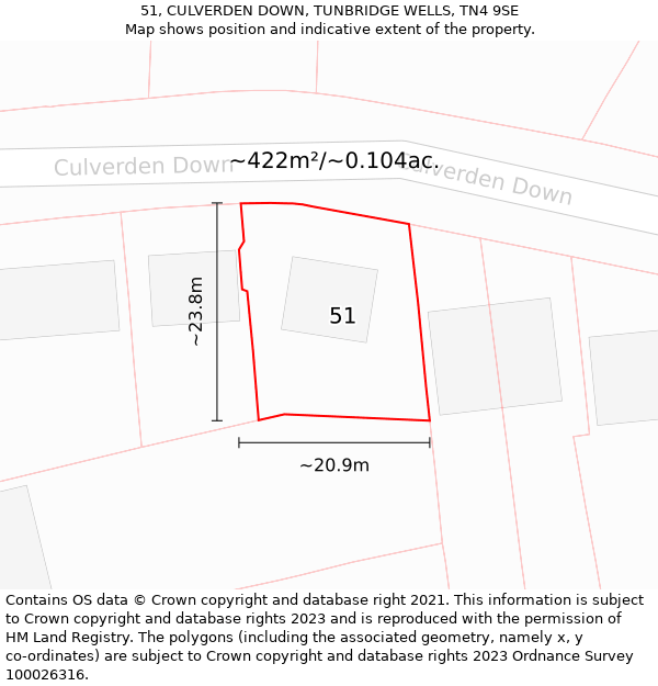 51, CULVERDEN DOWN, TUNBRIDGE WELLS, TN4 9SE: Plot and title map