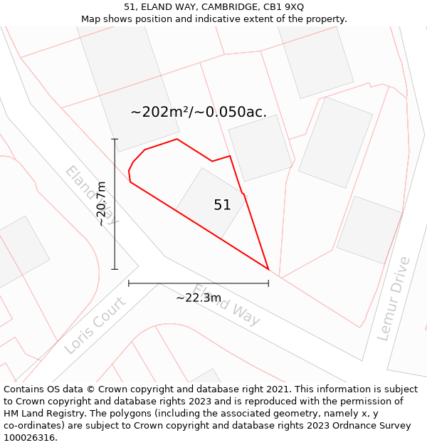 51, ELAND WAY, CAMBRIDGE, CB1 9XQ: Plot and title map