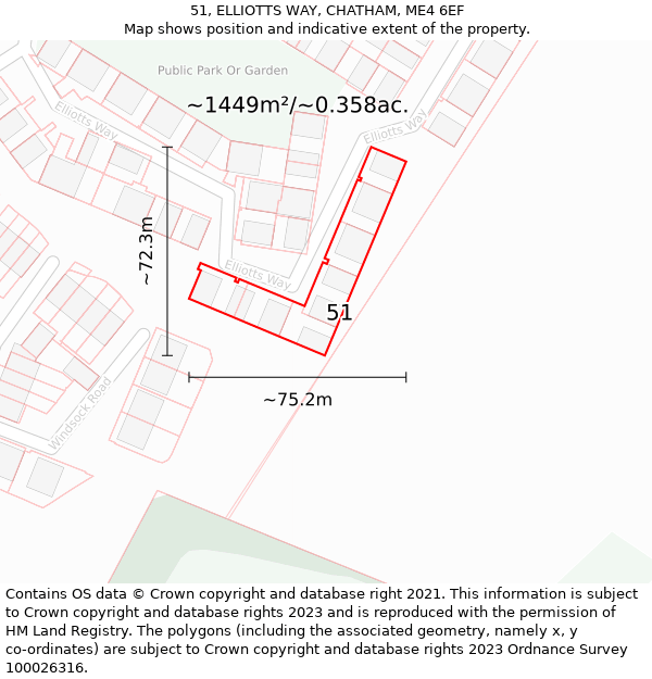 51, ELLIOTTS WAY, CHATHAM, ME4 6EF: Plot and title map