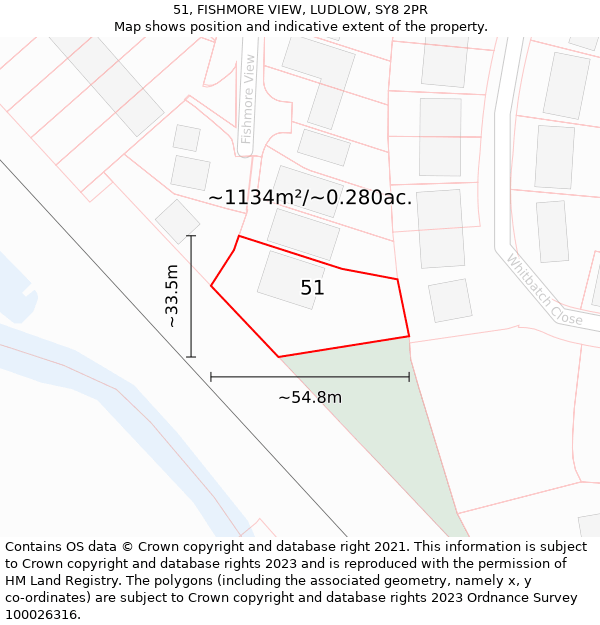 51, FISHMORE VIEW, LUDLOW, SY8 2PR: Plot and title map