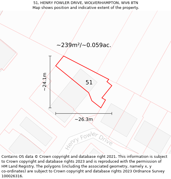 51, HENRY FOWLER DRIVE, WOLVERHAMPTON, WV6 8TN: Plot and title map