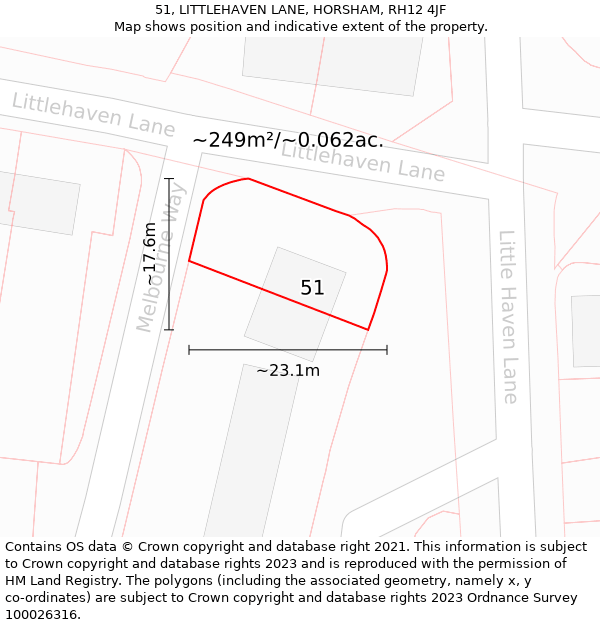 51, LITTLEHAVEN LANE, HORSHAM, RH12 4JF: Plot and title map