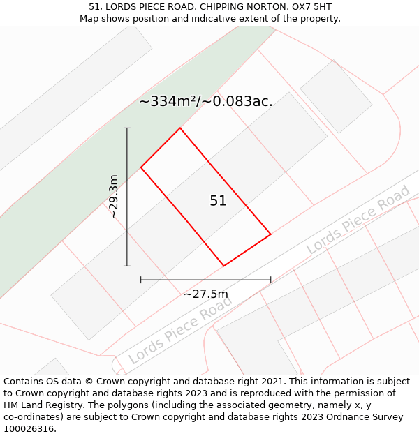 51, LORDS PIECE ROAD, CHIPPING NORTON, OX7 5HT: Plot and title map