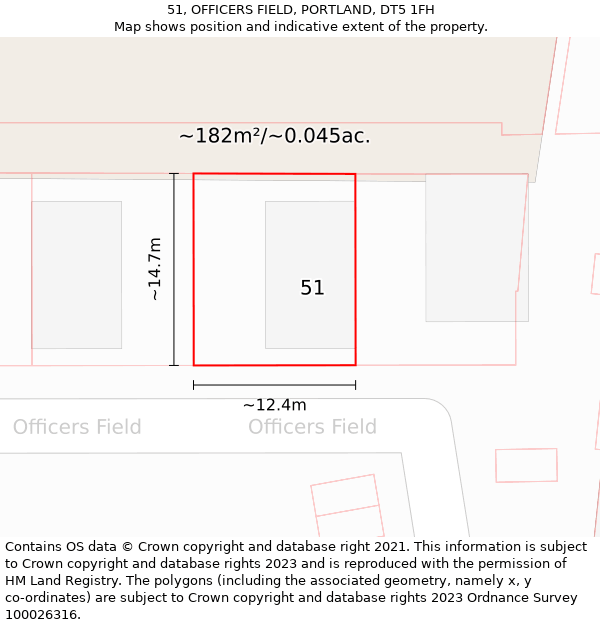 51, OFFICERS FIELD, PORTLAND, DT5 1FH: Plot and title map