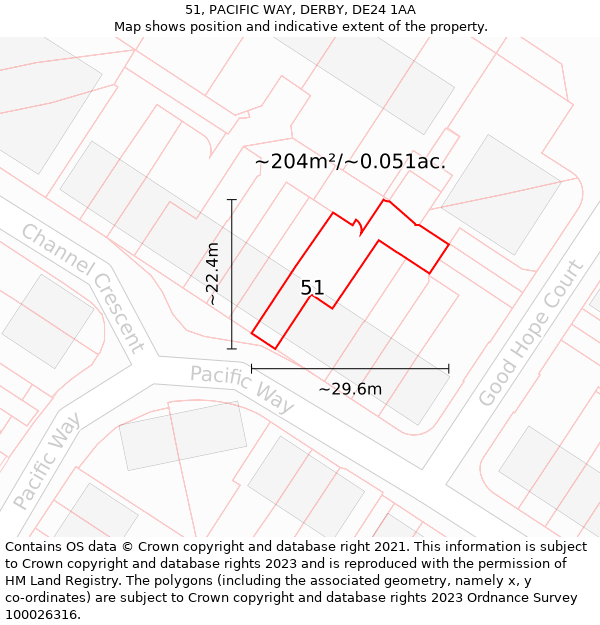 51, PACIFIC WAY, DERBY, DE24 1AA: Plot and title map