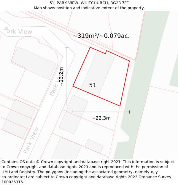 51, PARK VIEW, WHITCHURCH, RG28 7FE: Plot and title map